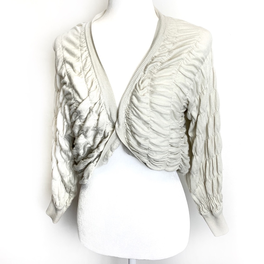 TRIBAL Cropped Pull Over Long Sleeve Ruffle Design